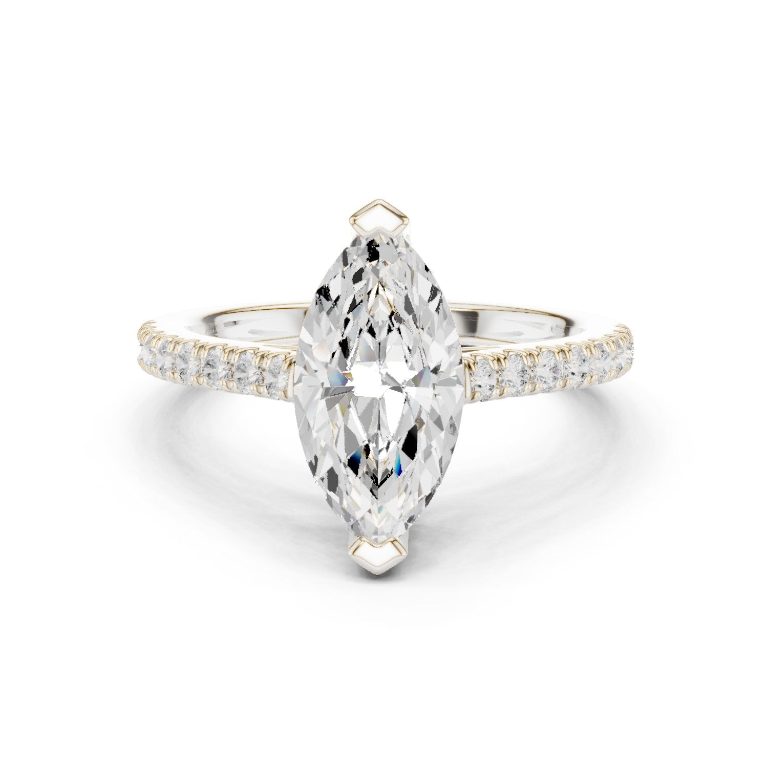 Marquise Cut Engagement Ring with Pavé Band
