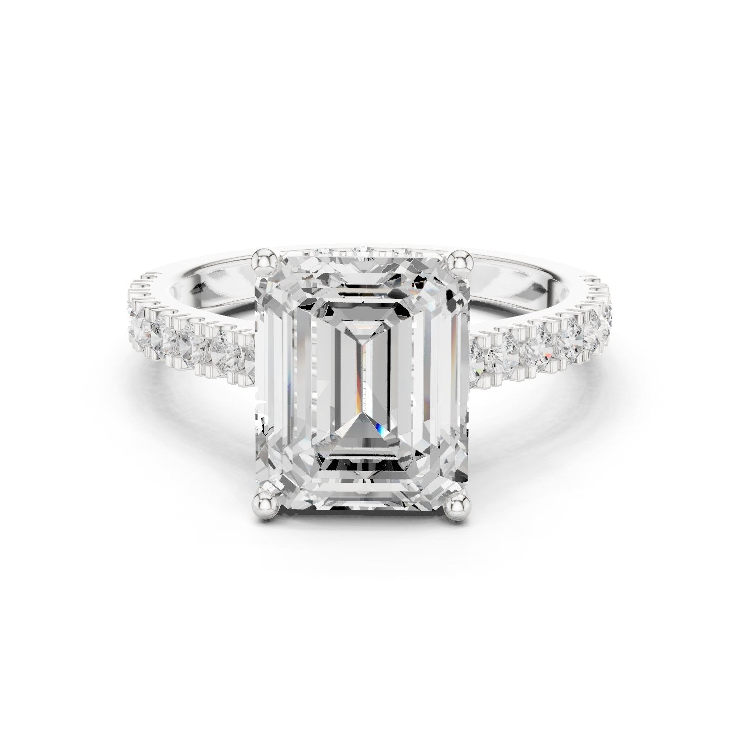 Emerald Cut Engagement Ring with Pavé Band