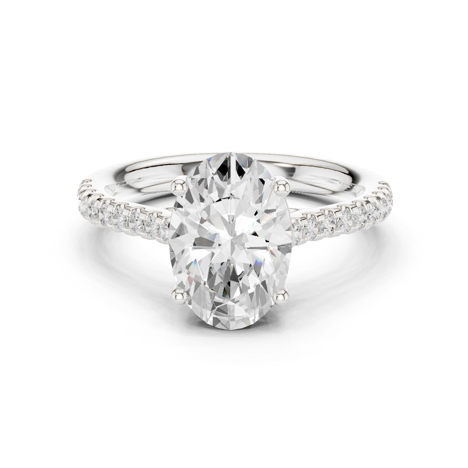 Oval Diamond Cathedral Solitaire Engagement Ring