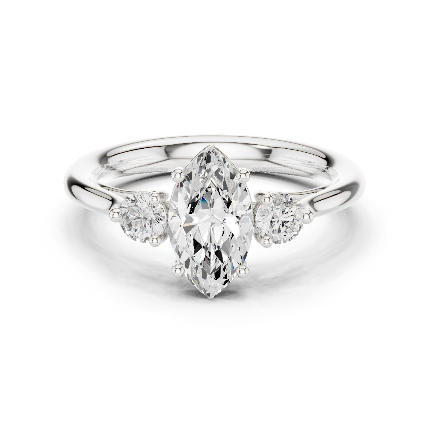 Marquise and Round Three Stone Engagement Ring