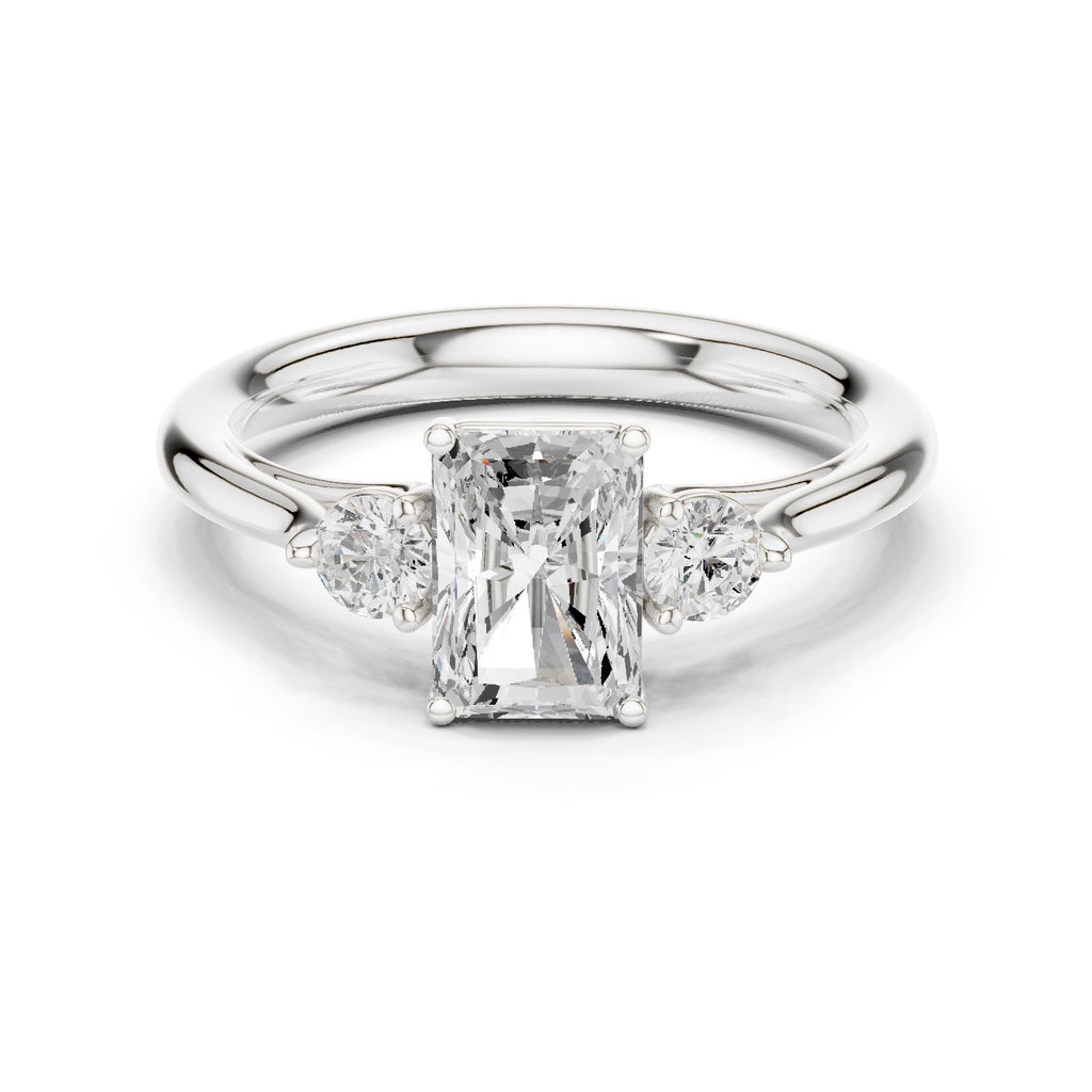 Emerald Cut Three Stone with Pear Shaped Diamonds