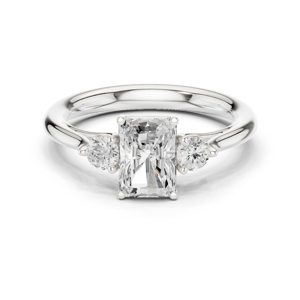 Emerald Cut Three Stone with Pear Shaped Diamonds