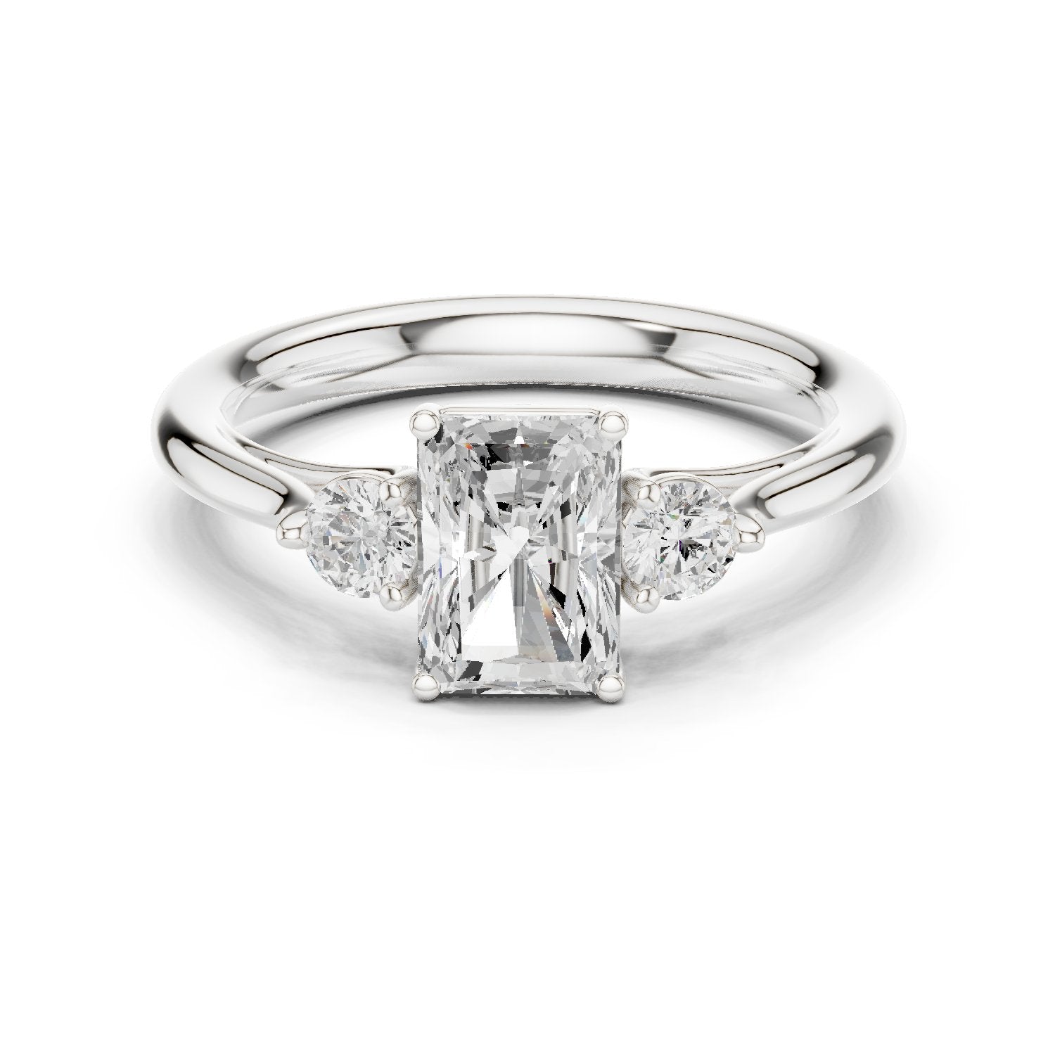 Emerald Cut Three Stone with Pear Shaped Diamonds