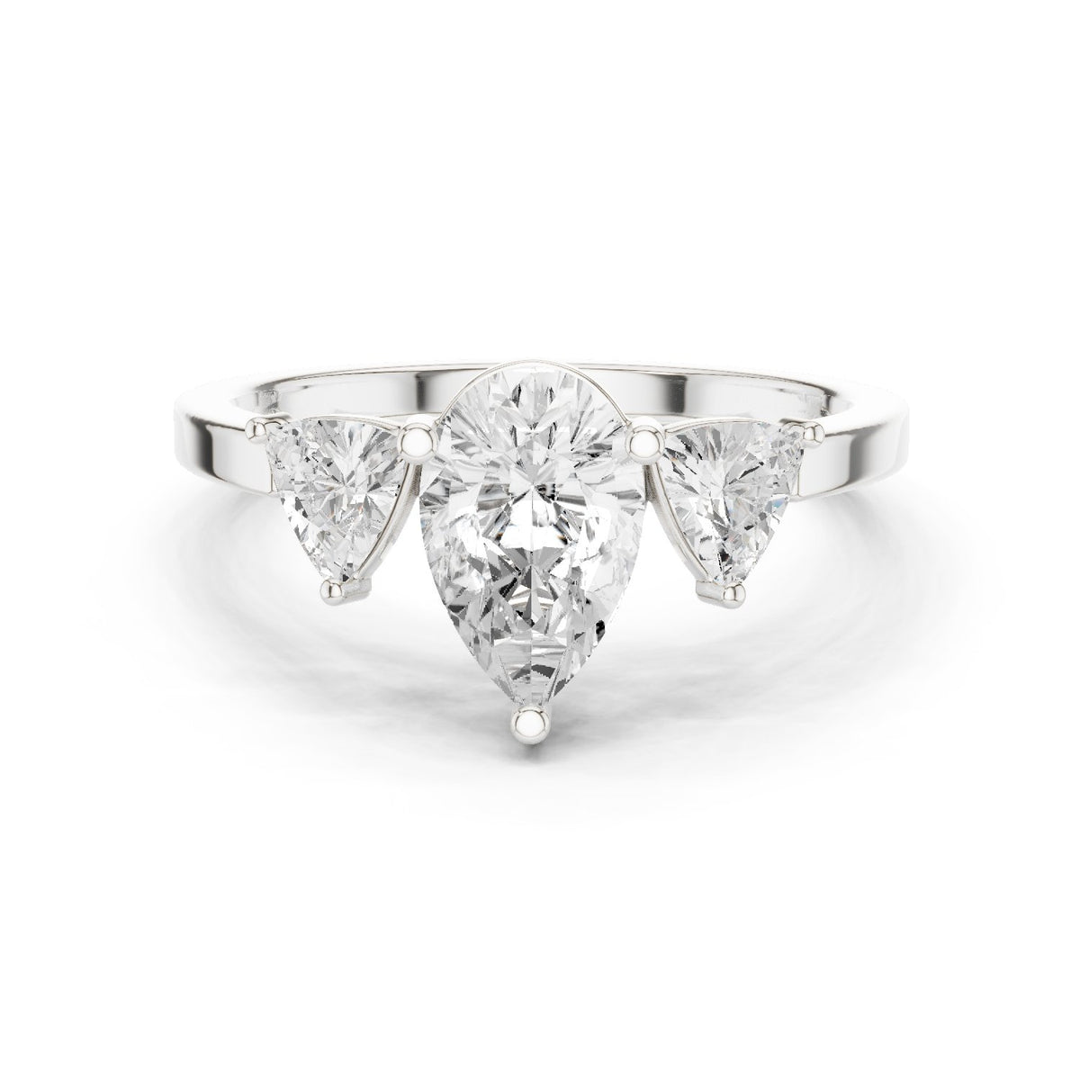 Pear Diamond Three Stone Engagement Ring