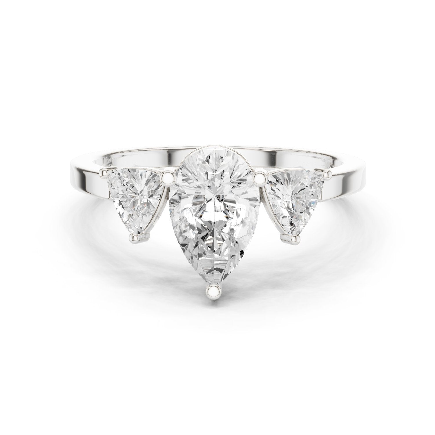 Pear Diamond Three Stone Engagement Ring