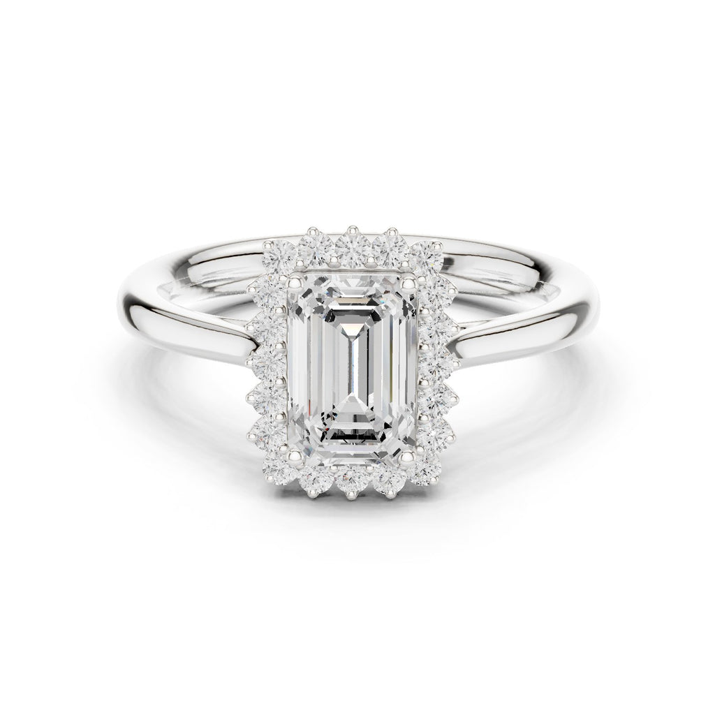 Emerald Cut Halo Engagement Ring
