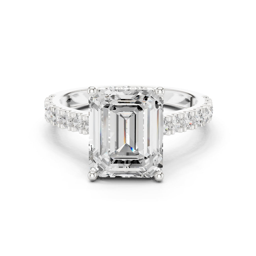 Emerald Cut Engagement Ring with Pavé Band