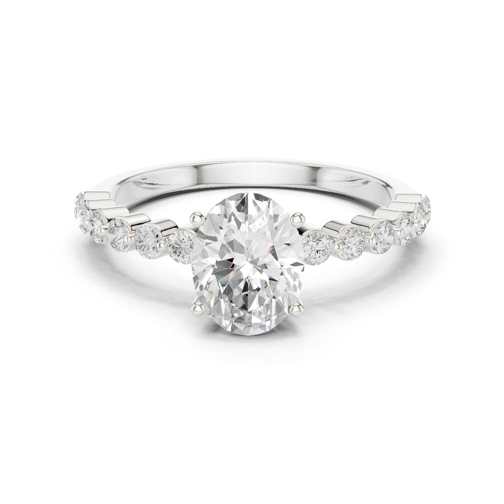 Oval Diamond Engagement Ring with Graduated Side Accents