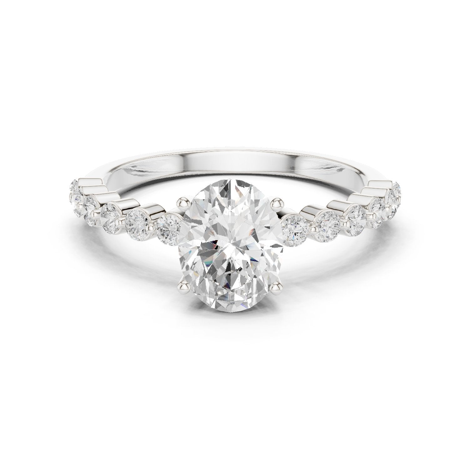 Oval Diamond Engagement Ring with Graduated Side Accents