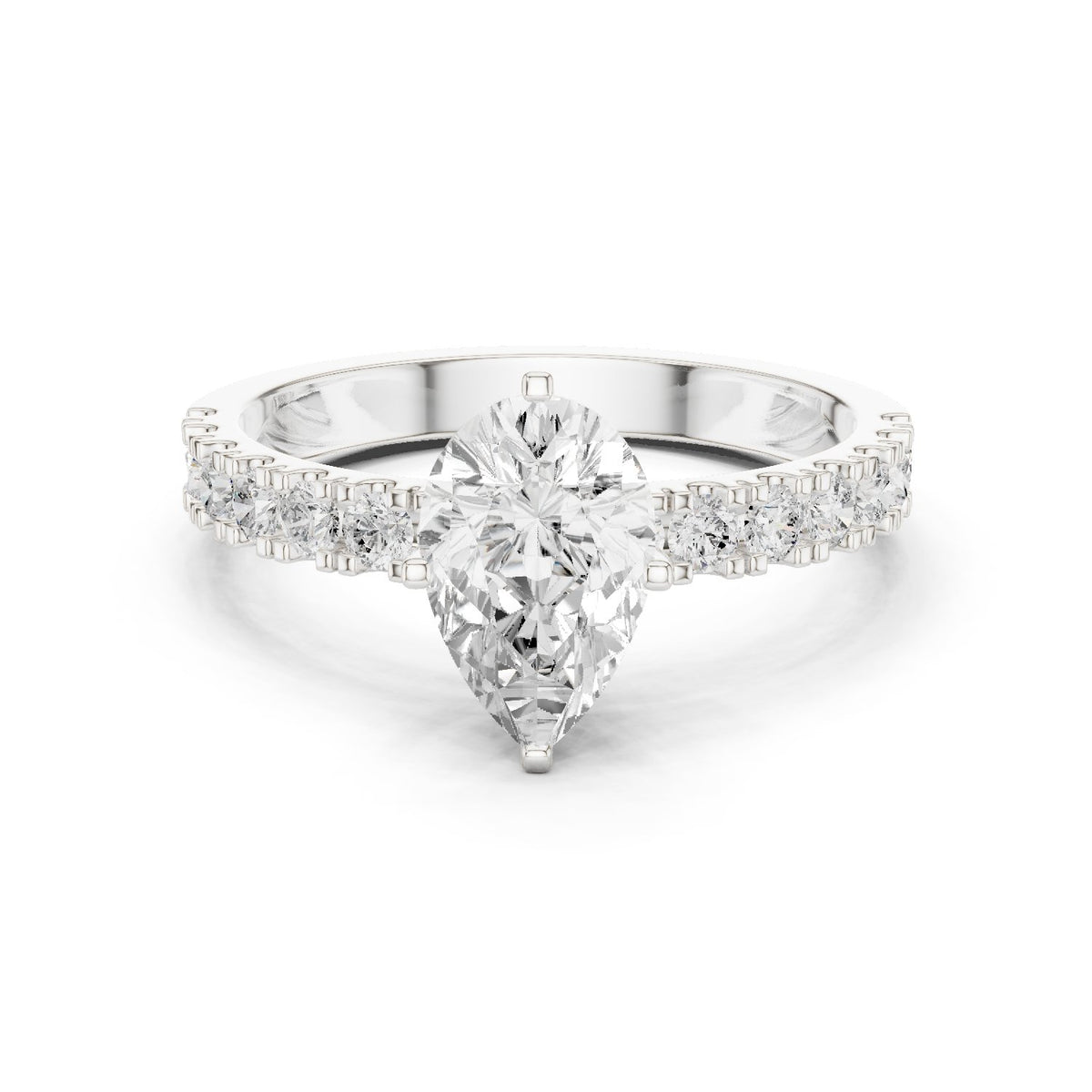 Pear Diamond Engagement Ring with Pavé Band