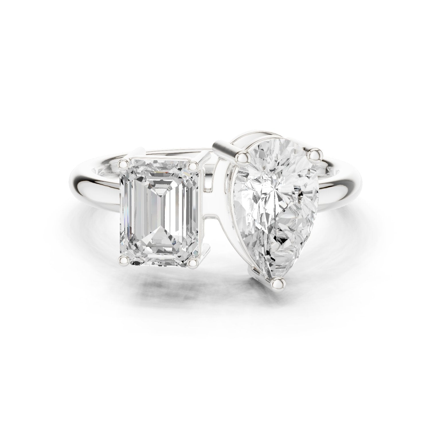 Emerald and Pear Toi et Moi Engagement Ring