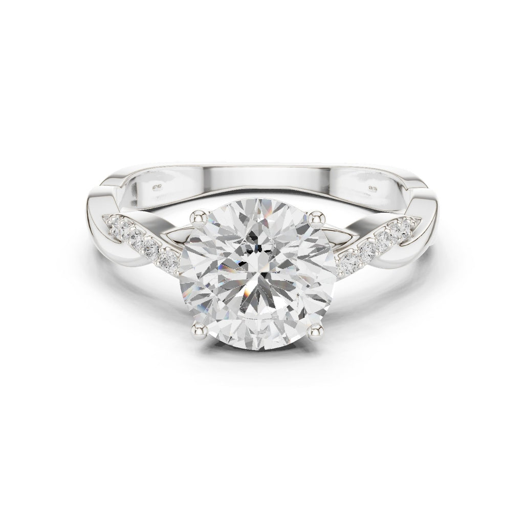 Round Diamond Twisted Vine Engagement Ring