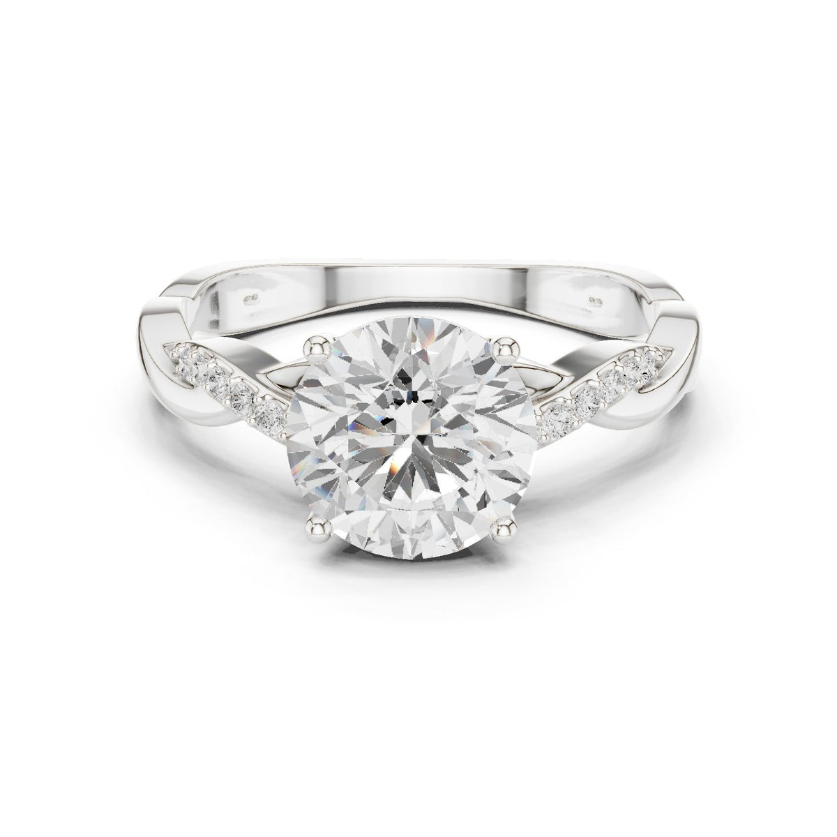 Round Diamond Twisted Vine Engagement Ring
