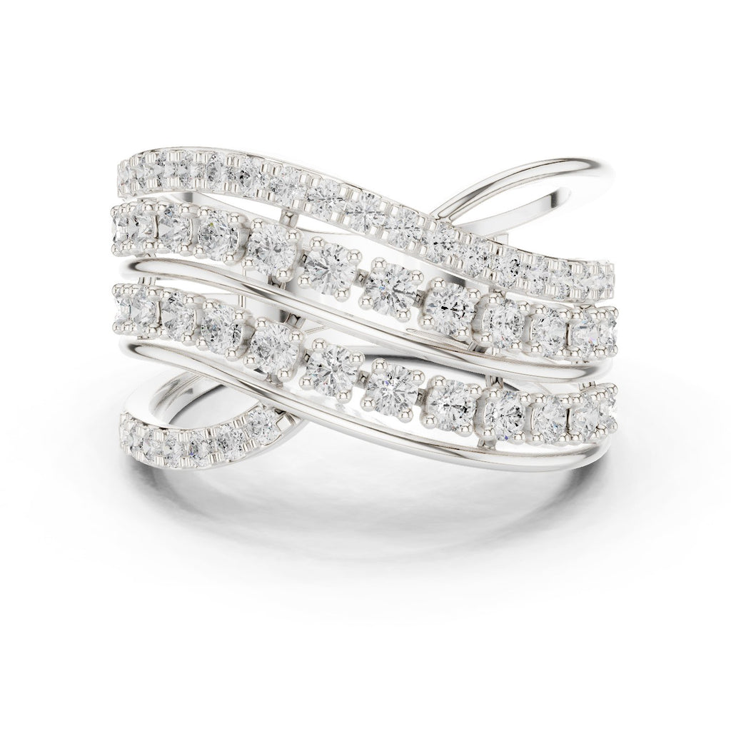 Round Diamond Multi Strand Wave Eternity Band