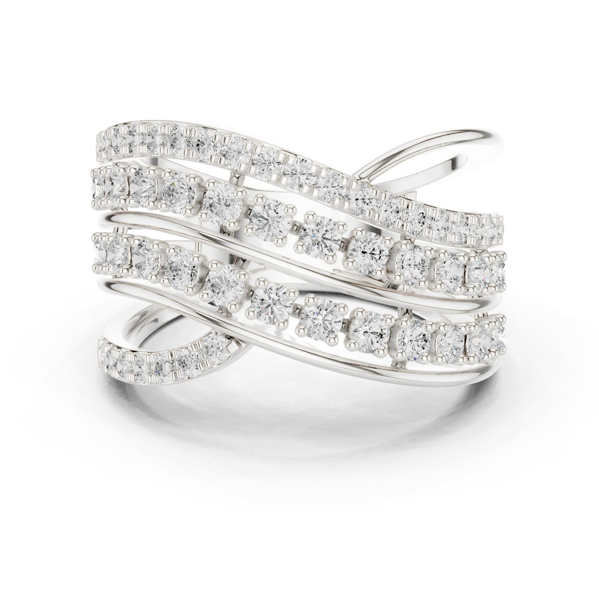 Round Diamond Multi Strand Wave Eternity Band