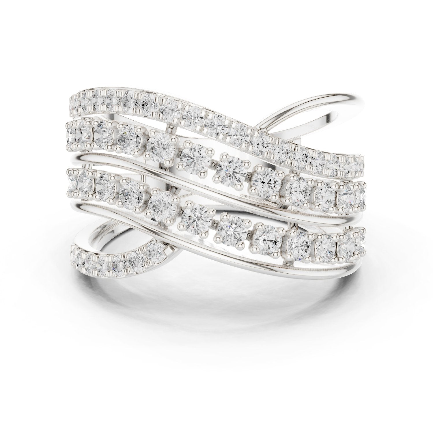 Round Diamond Multi Strand Wave Eternity Band