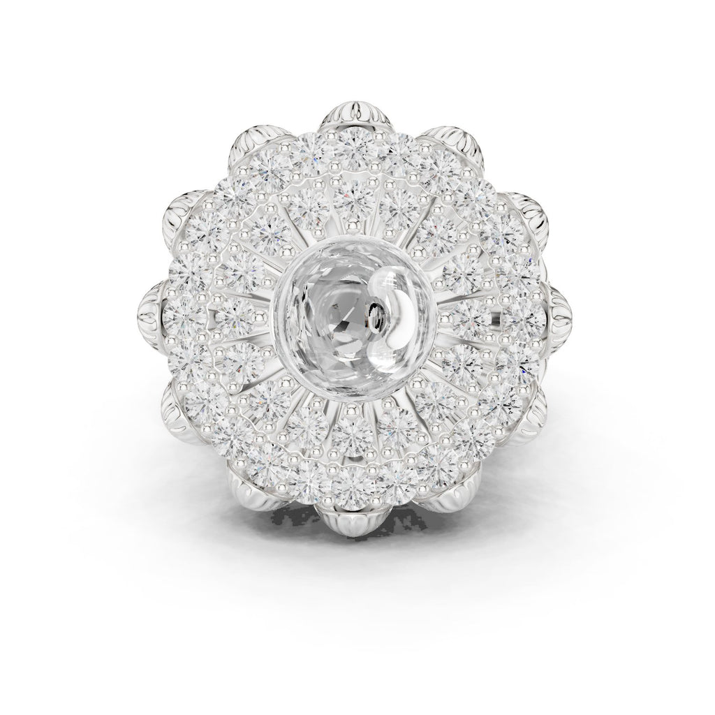 Round Diamond Floral Medallion Cocktail Ring