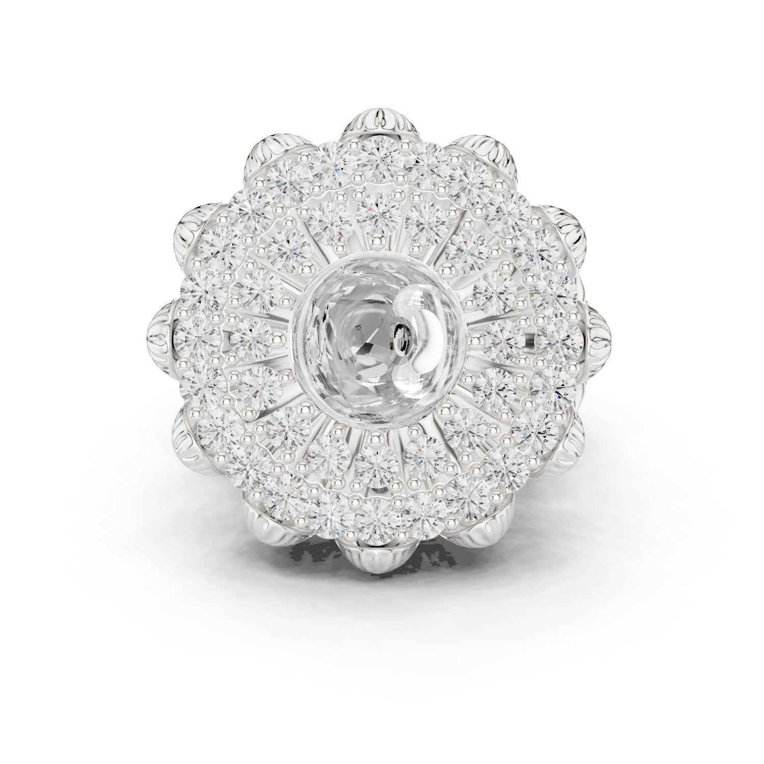 Round Diamond Floral Medallion Cocktail Ring