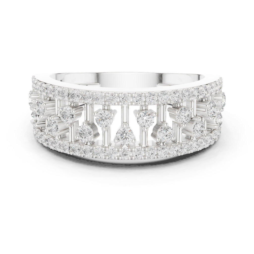 Round Diamond Wide Scattered Pavé Open-Metalwork Band