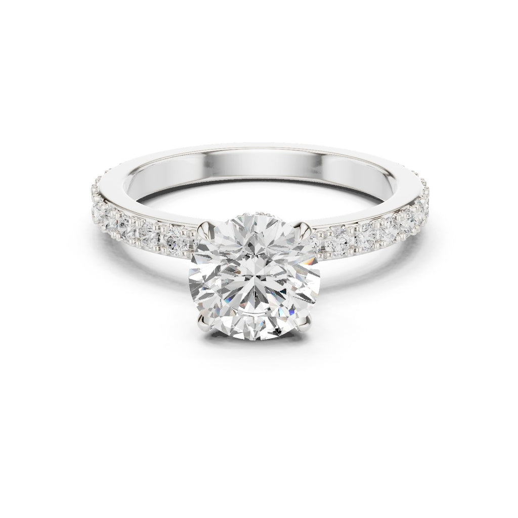 Round Diamond Engagement Ring with Pavé Band