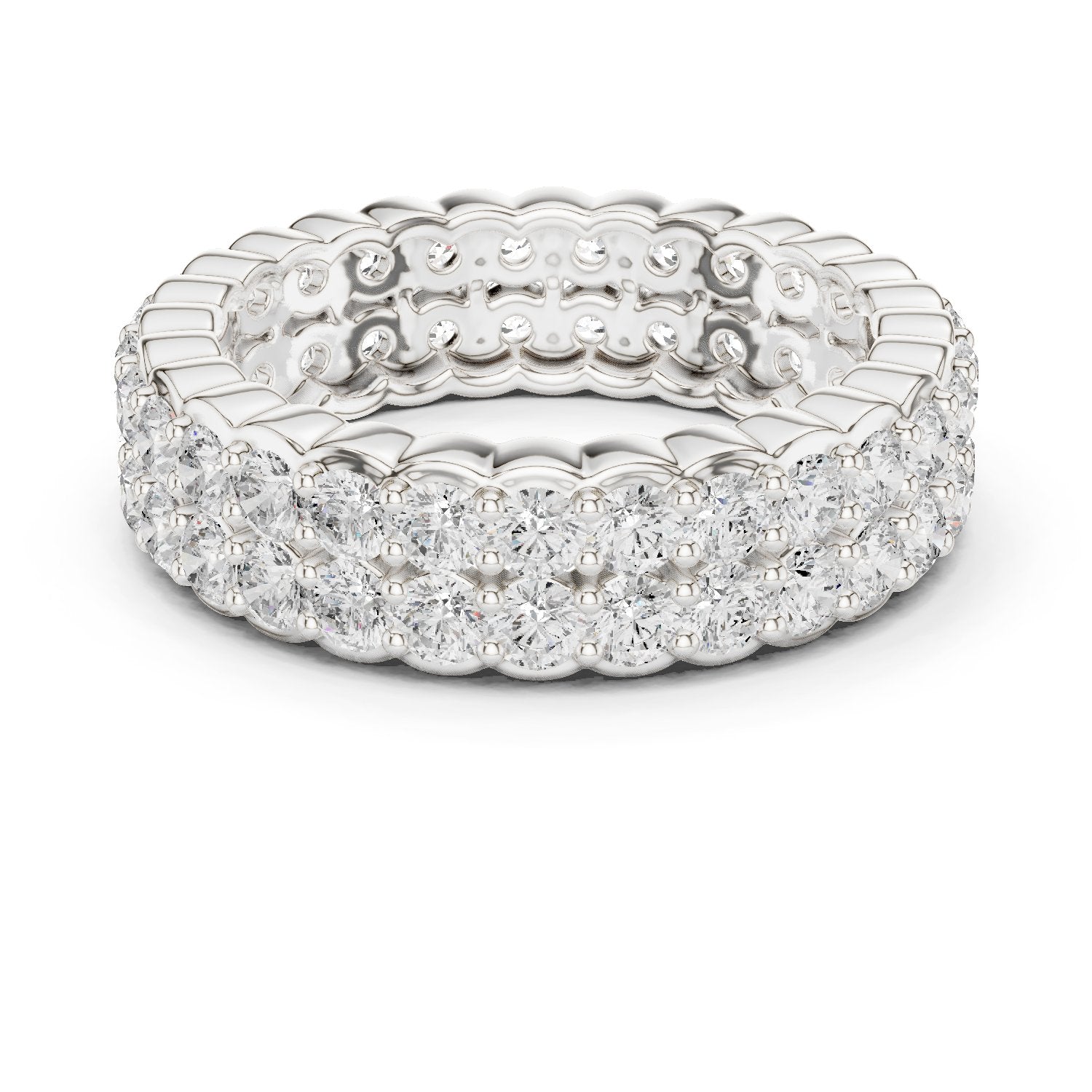Round Diamond Wide Multi-Row Pavé Anniversary Band