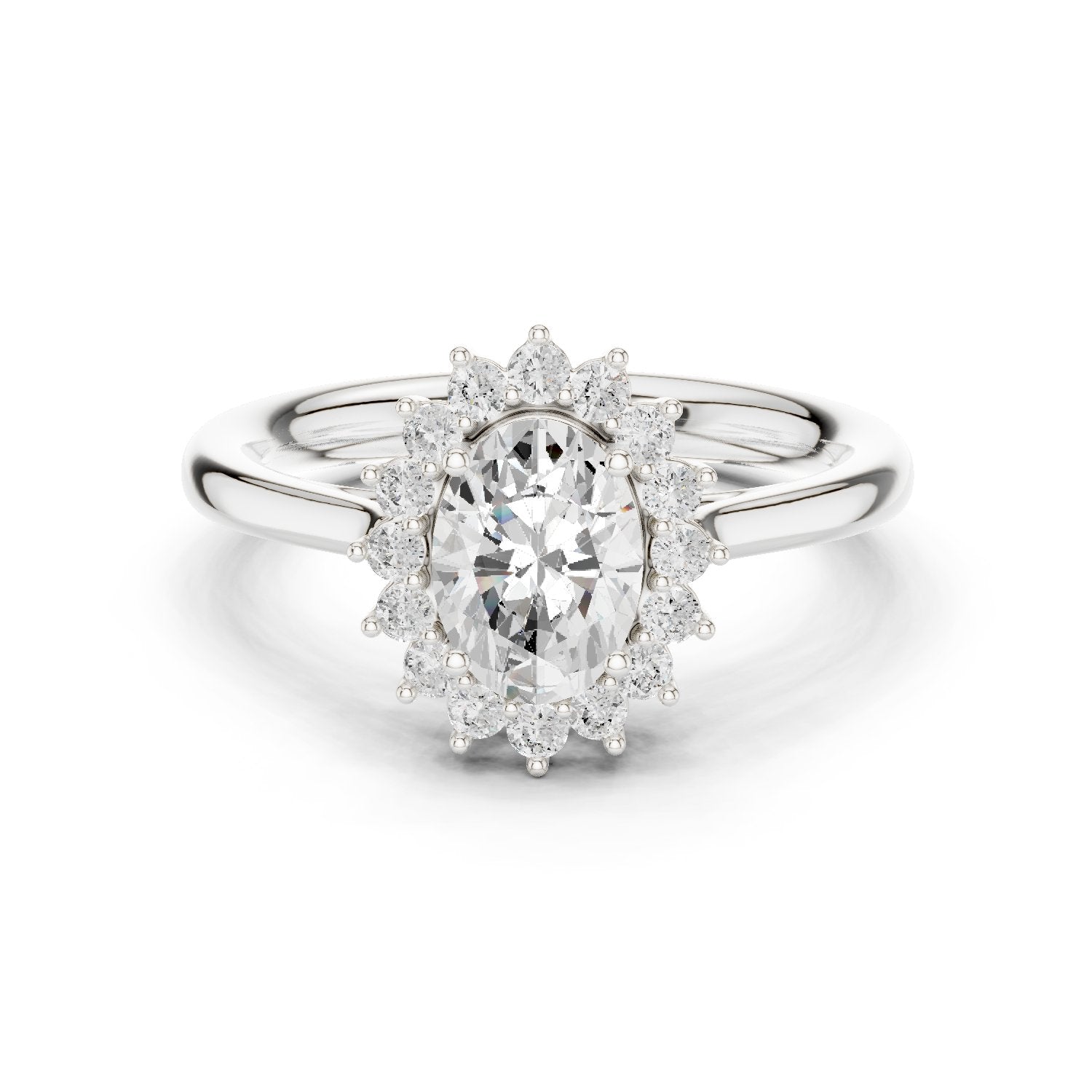Oval Diamond Floral Halo Engagement Ring