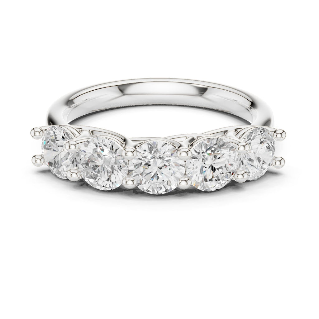 Round Diamond Five Stone Anniversary Band