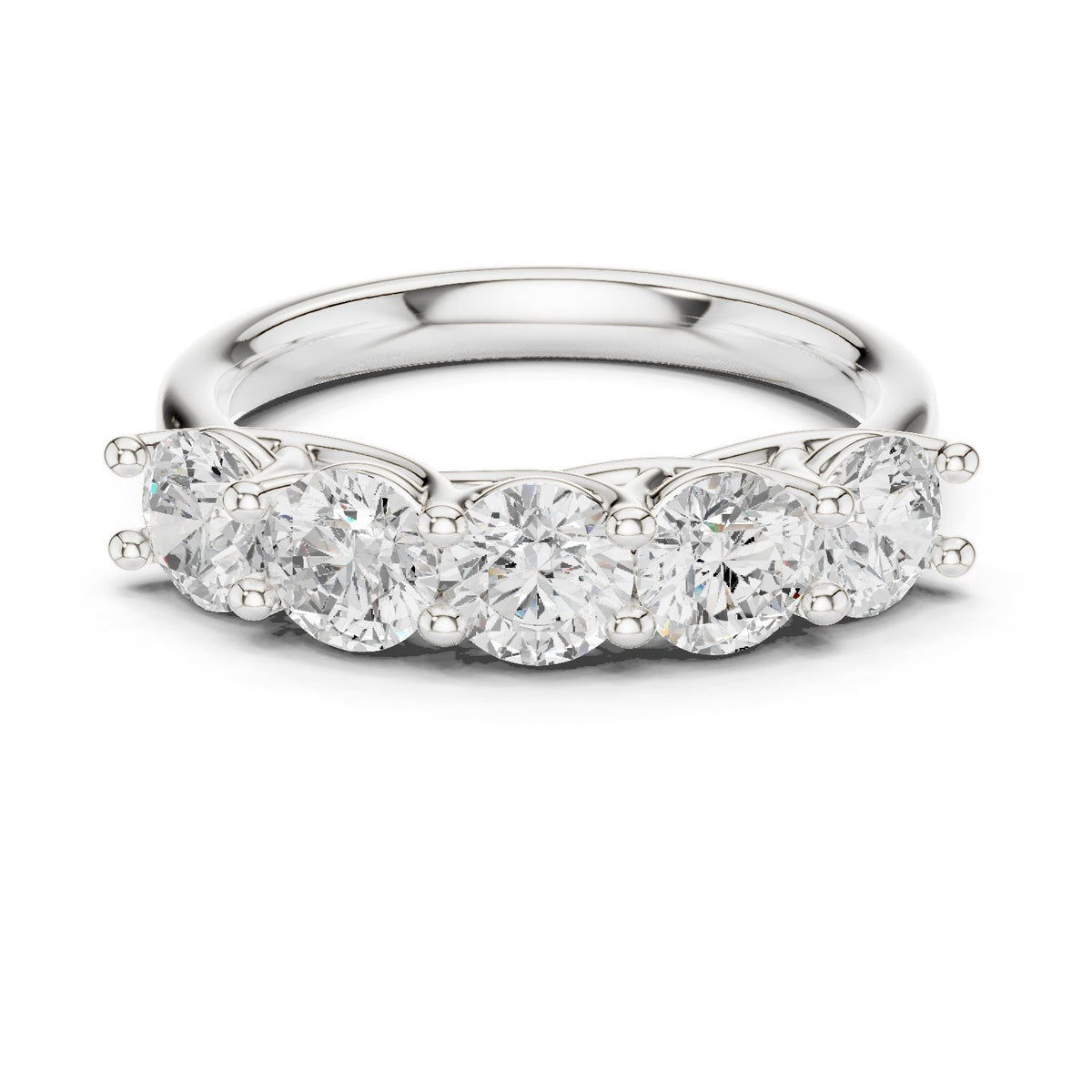 Round Diamond Five Stone Anniversary Band