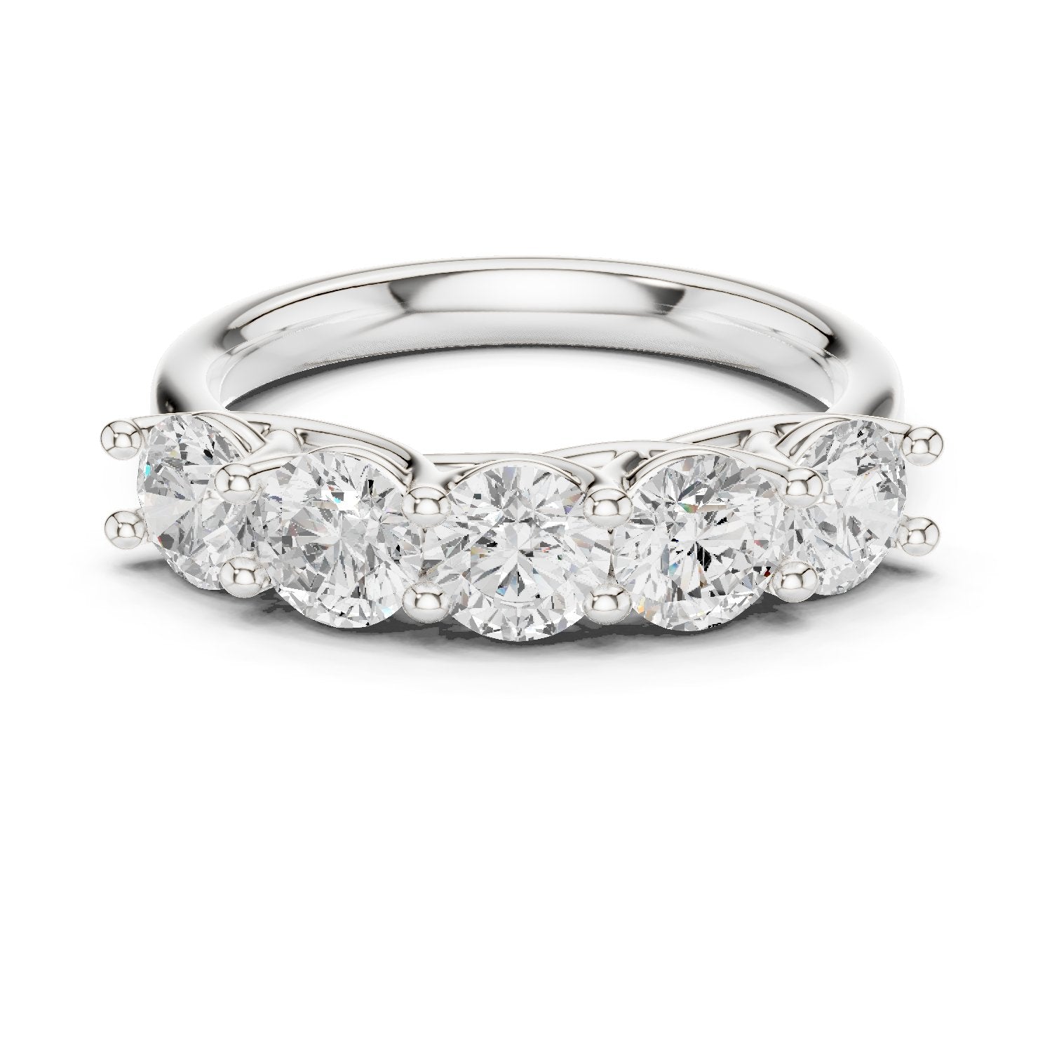 Round Diamond Five Stone Anniversary Band