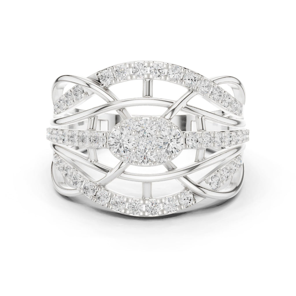 Marquise and Round Vintage Leaf Constellation Engagement Ring
