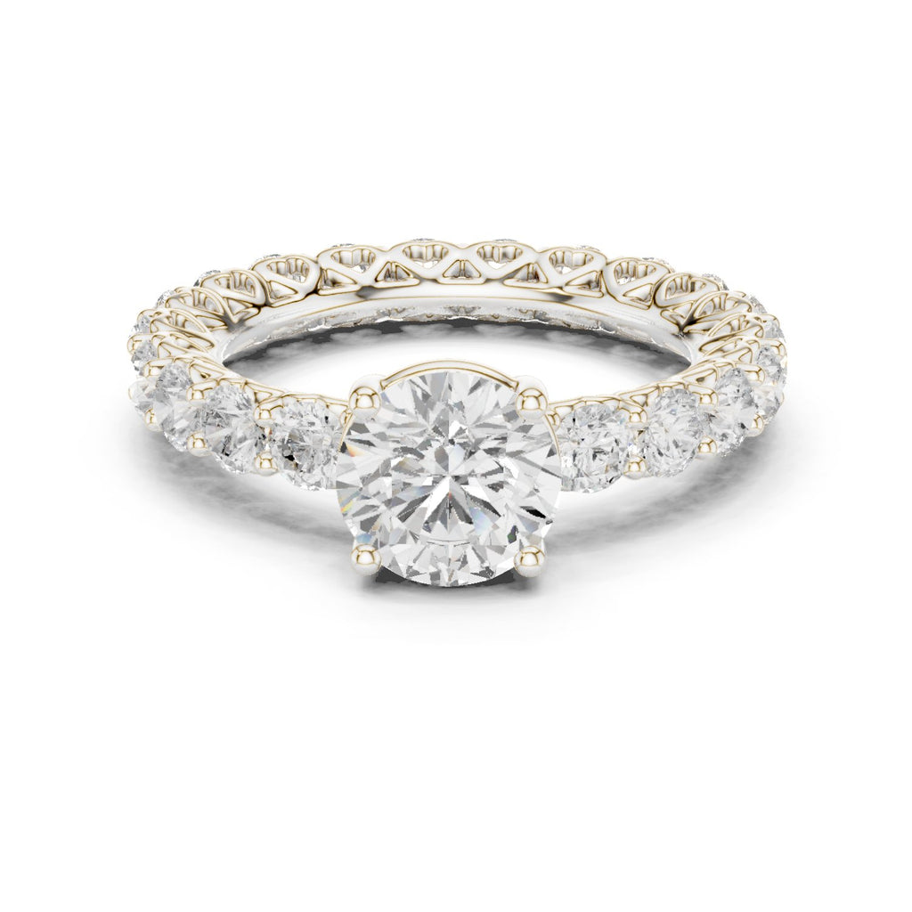 Round Diamond Engagement Ring with Claw Set Diamond Band