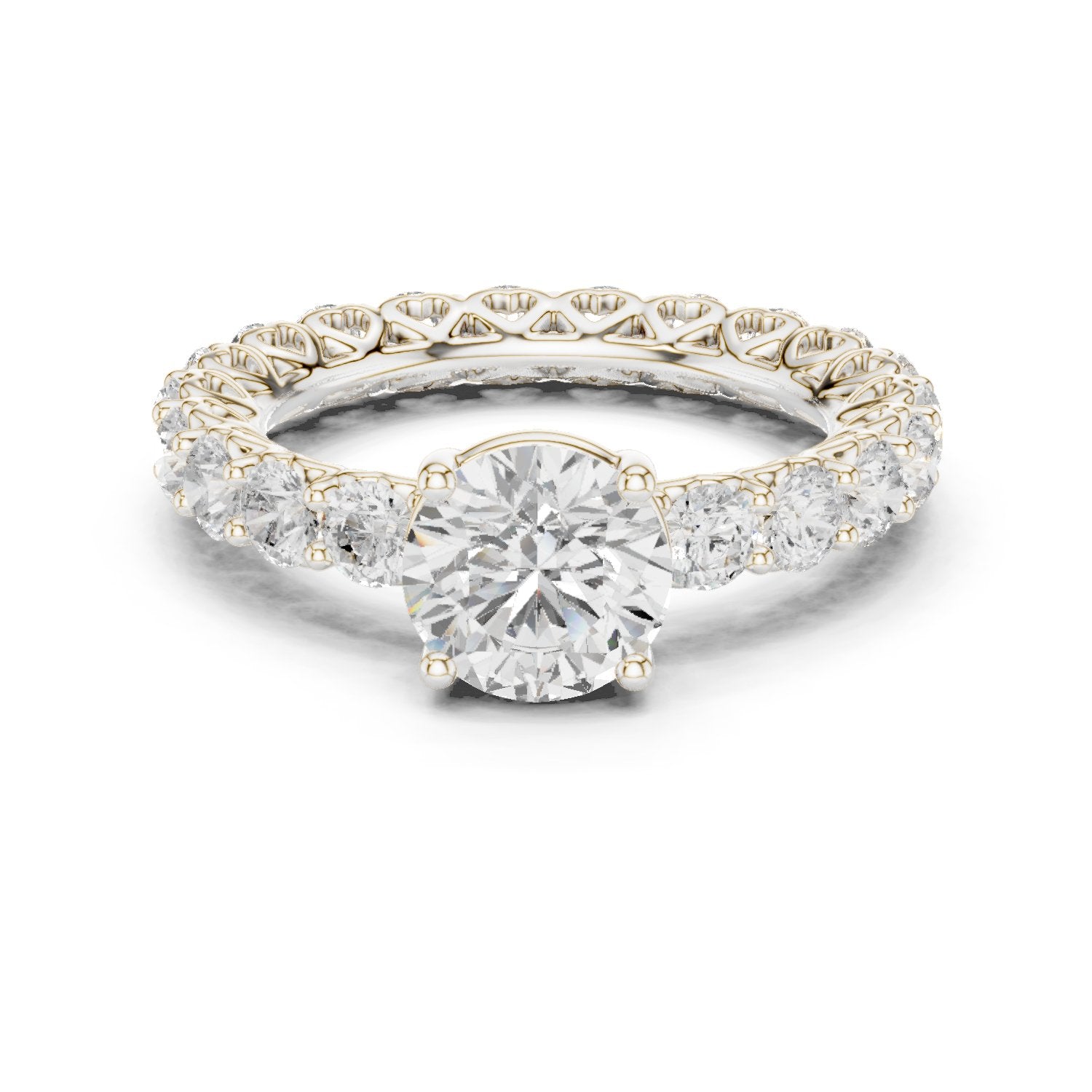 Round Diamond Engagement Ring with Claw Set Diamond Band