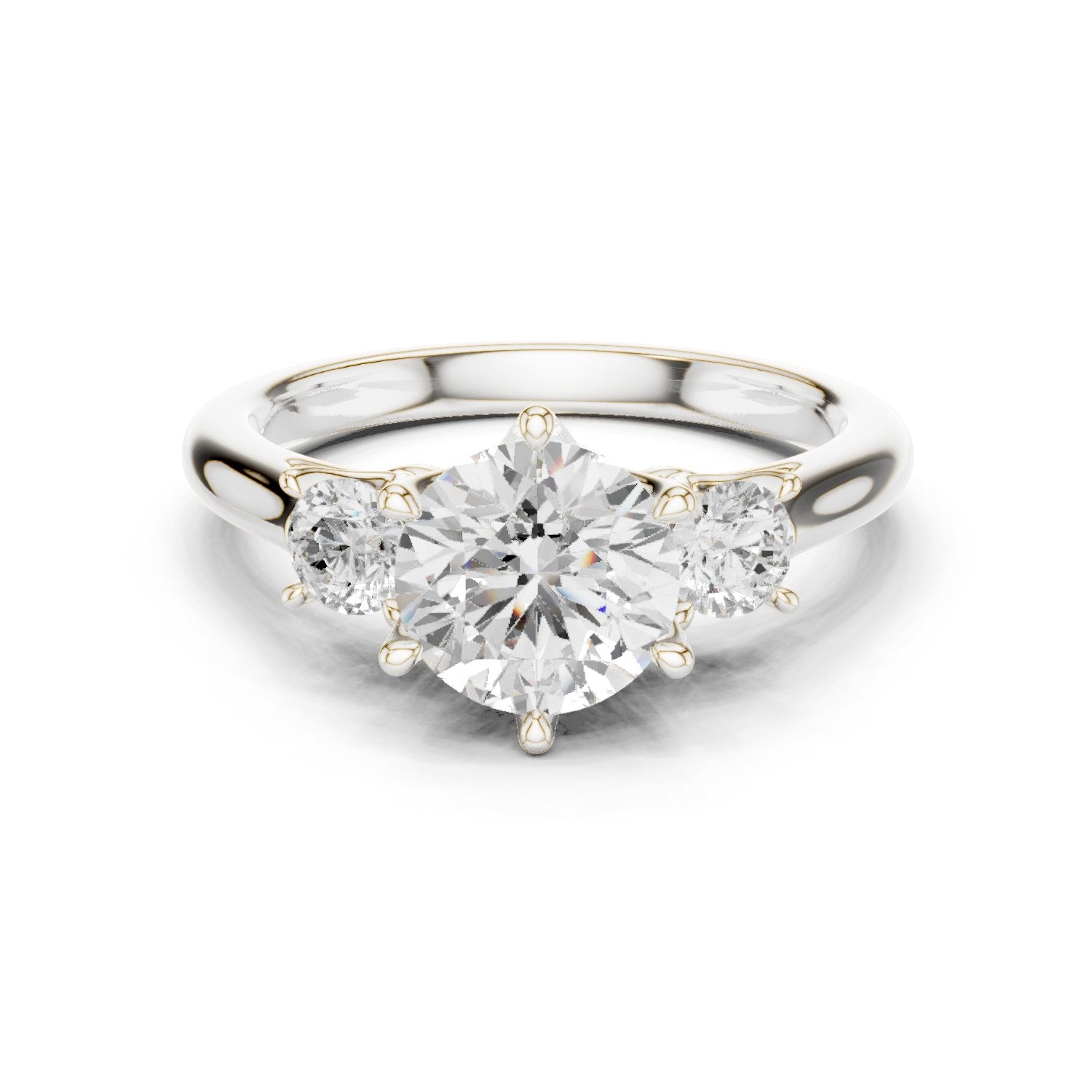 Round Diamond Three Stone Engagement Ring
