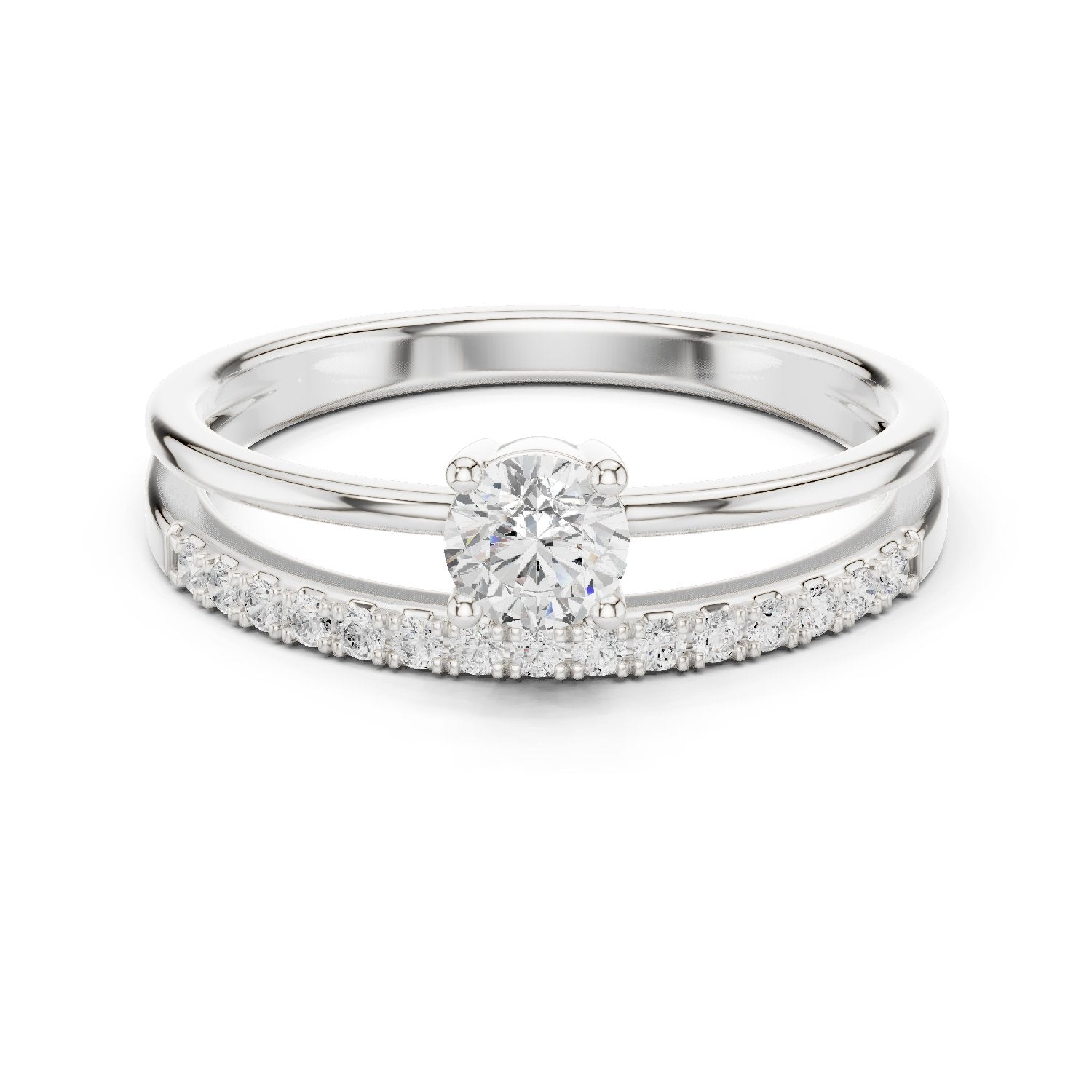 Brilliant Hidden Halo Diamond Engagement Ring