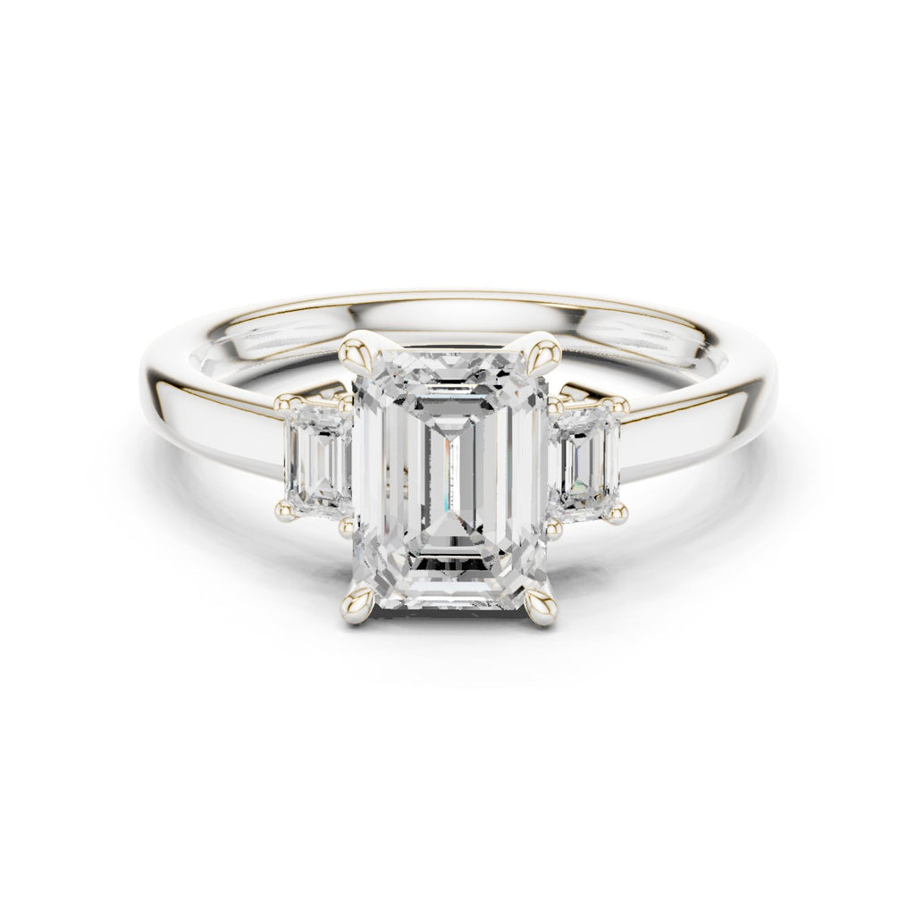 Emerald Cut Three Stone Engagement Ring
