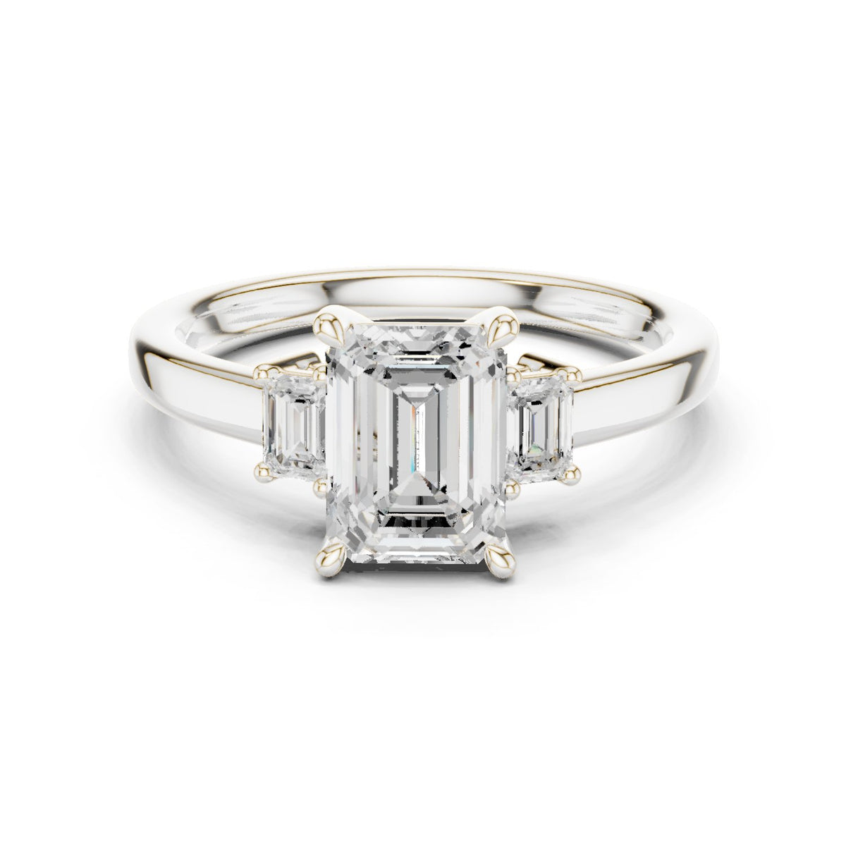 Emerald Cut Three Stone Engagement Ring