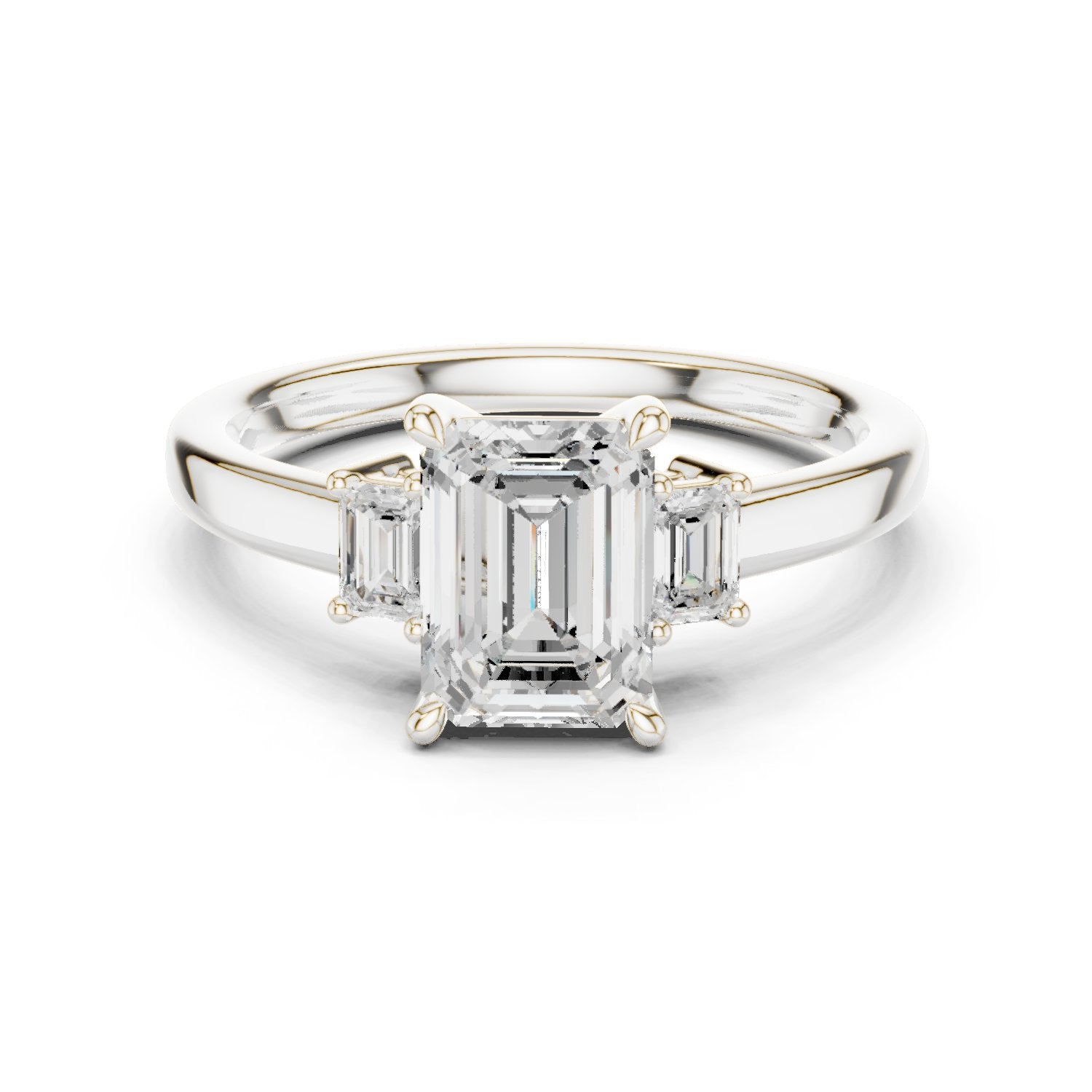 Emerald Cut Three Stone Engagement Ring