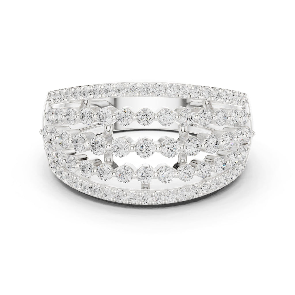 Round Diamond Multi-Row Pavé Anniversary Band