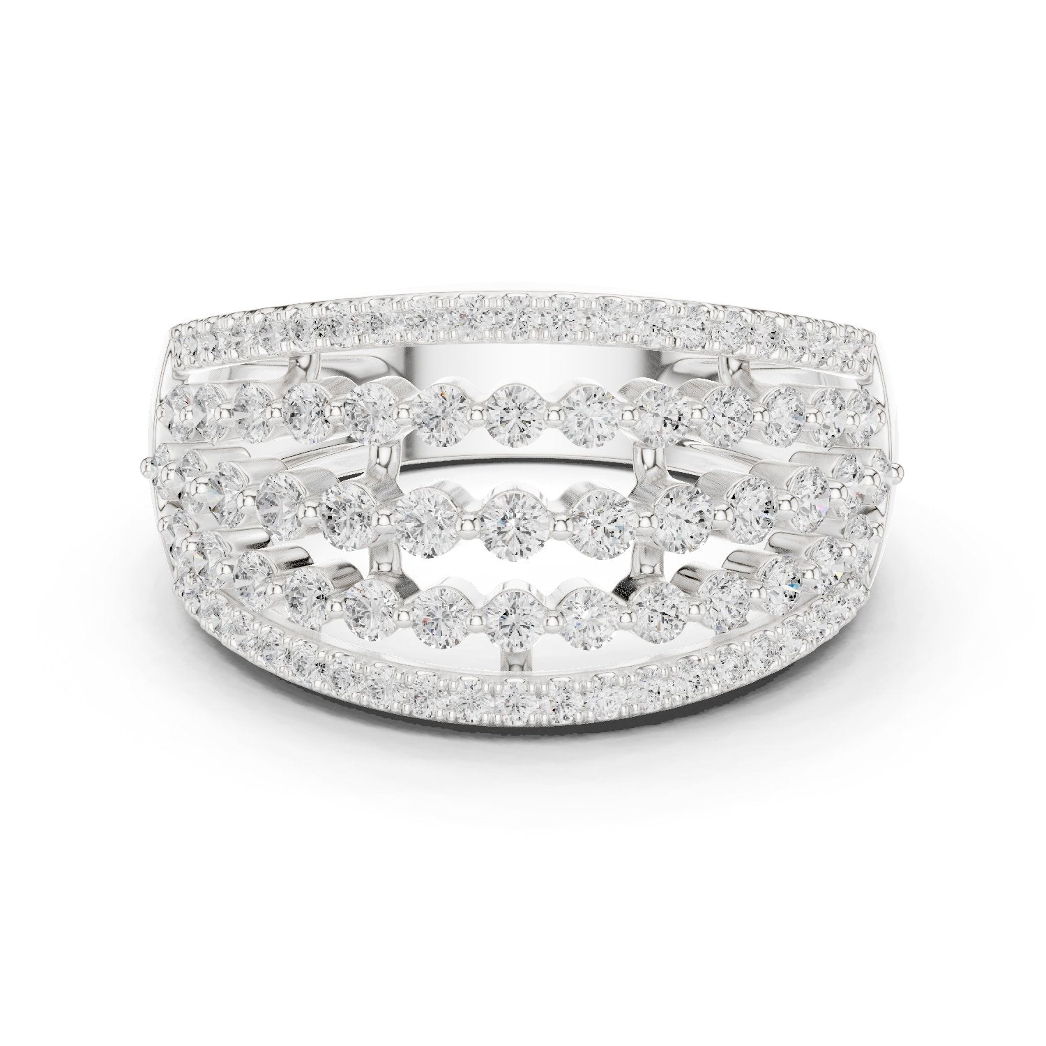 Round Diamond Multi-Row Pavé Anniversary Band