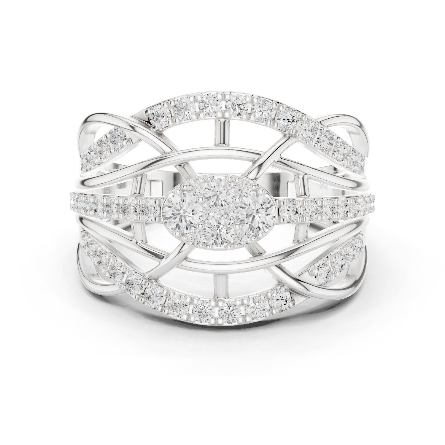 Marquise and Round Vintage Leaf Constellation Engagement Ring