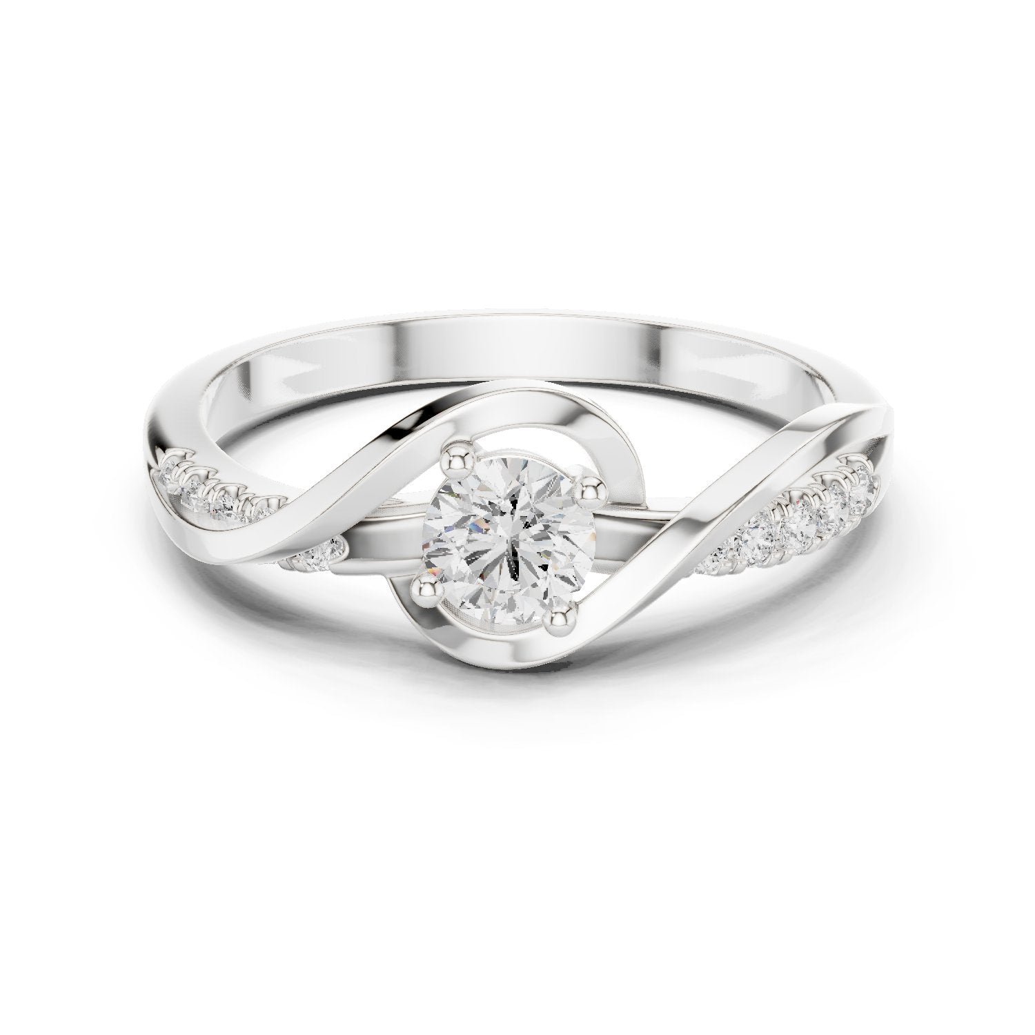 Diamond Infinity Twist Solitaire Ring