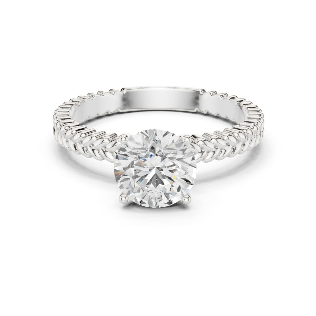 Round Diamond Solitaire Engagement Ring with Woven Rope Band