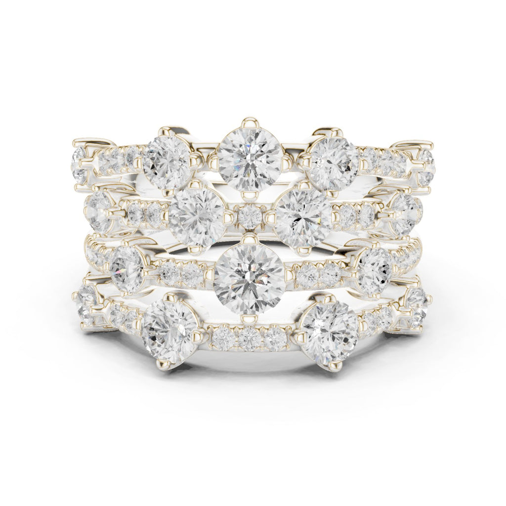 Round Diamond Wide Multi-Row Pavé Anniversary Band