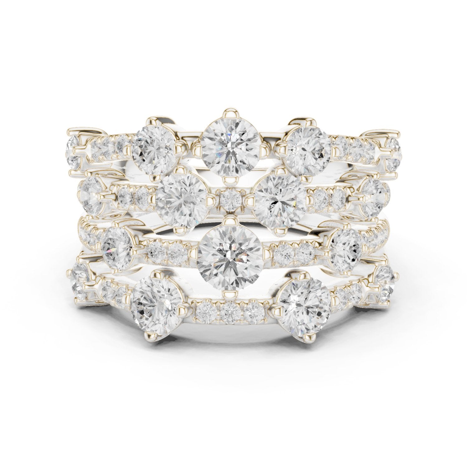 Round Diamond Wide Multi-Row Pavé Anniversary Band