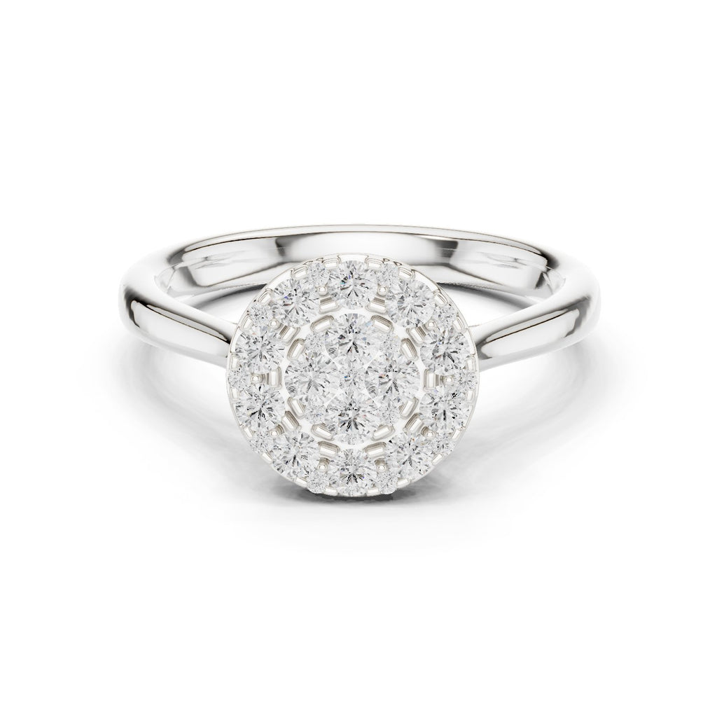 Round Diamond Cluster Halo Engagement Ring