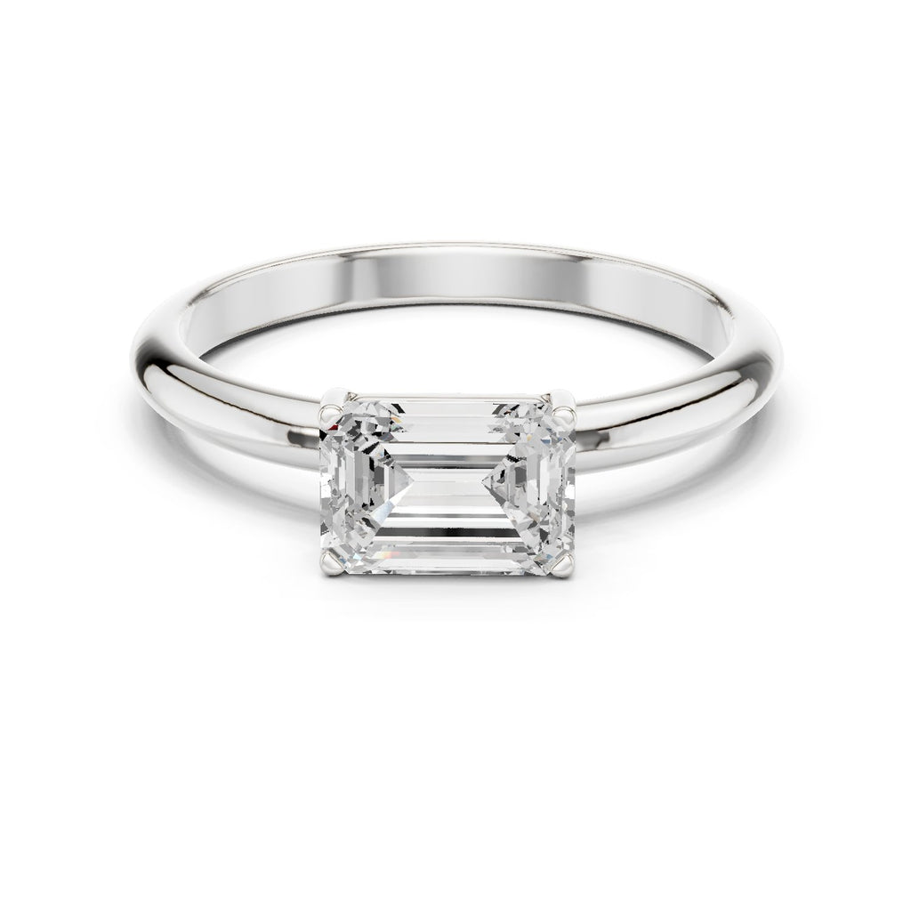 Emerald Cut East West Solitaire Engagement Ring