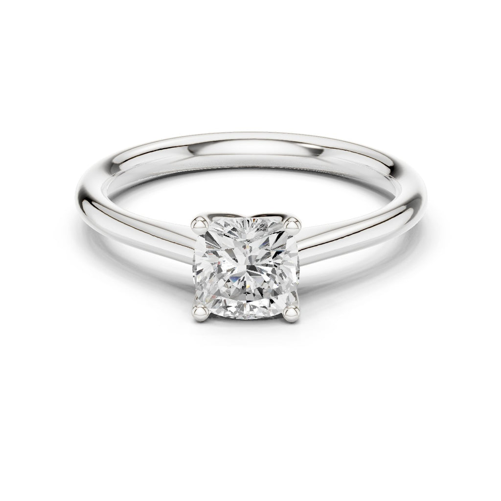 Cushion Cut Knife Edge Solitaire Engagement Ring