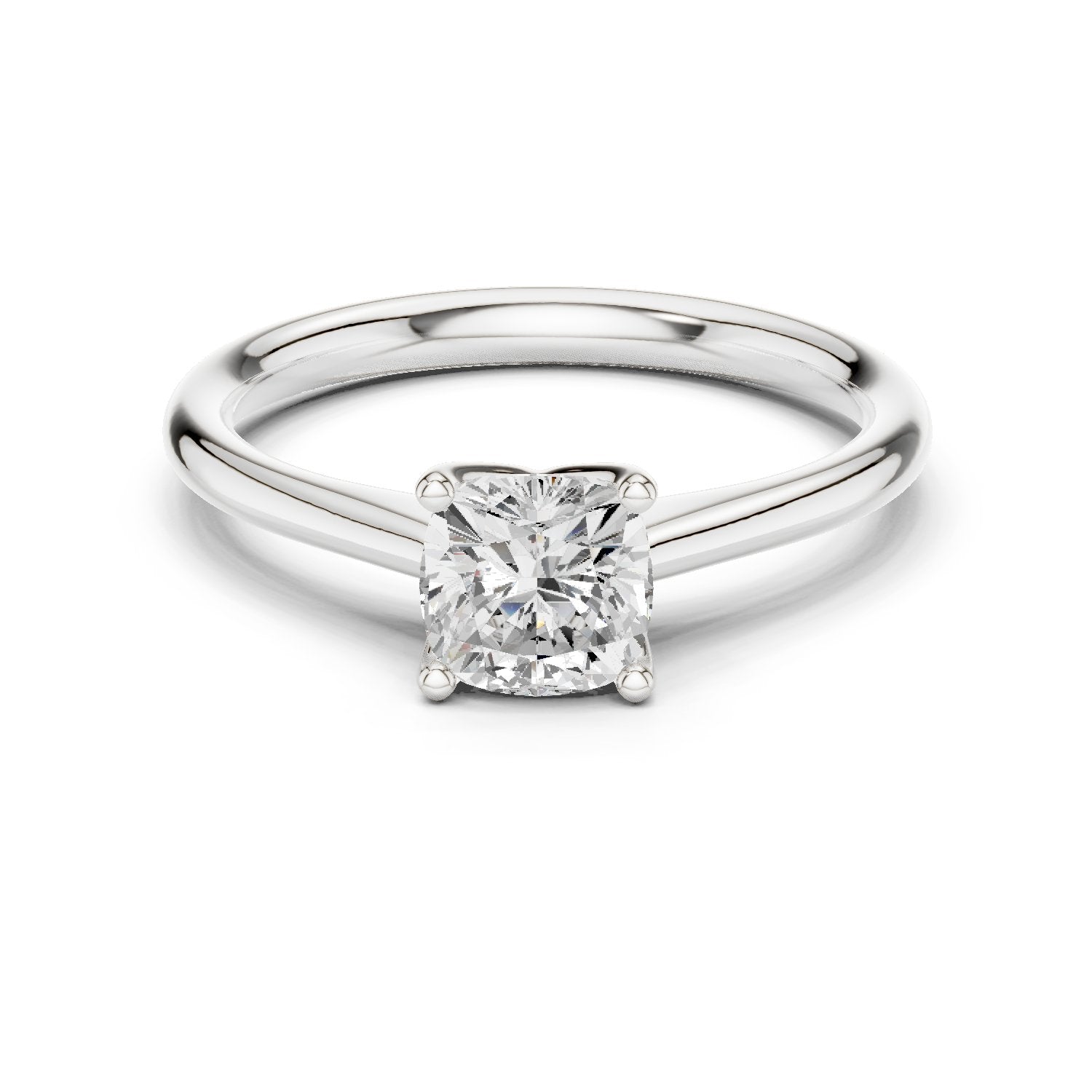 Cushion Cut Knife Edge Solitaire Engagement Ring