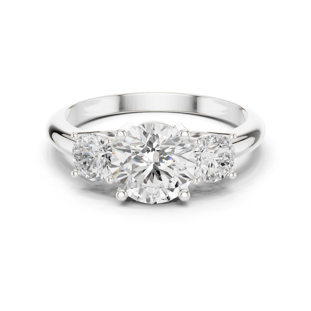 Round Diamond Three Stone Engagement Ring