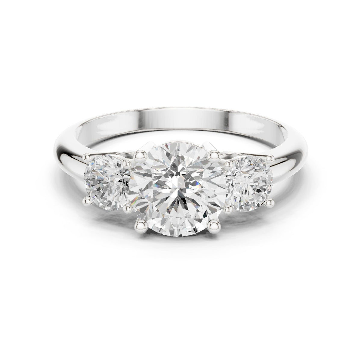 Round Diamond Three Stone Engagement Ring